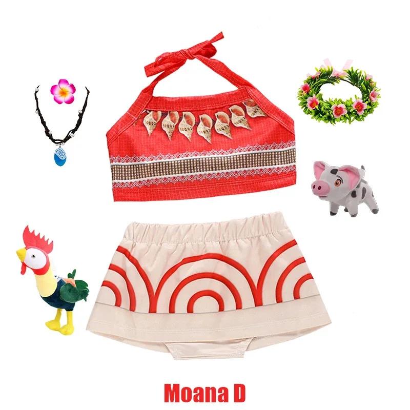 ديزني فيلم موانا ماوي الوشم زي الاطفال الفتيات الفتيان فستان الأميرة فيانا تأثيري الأطفال حفلة عيد ميلاد الحيوانات الأليفة خنزير صيد السمك