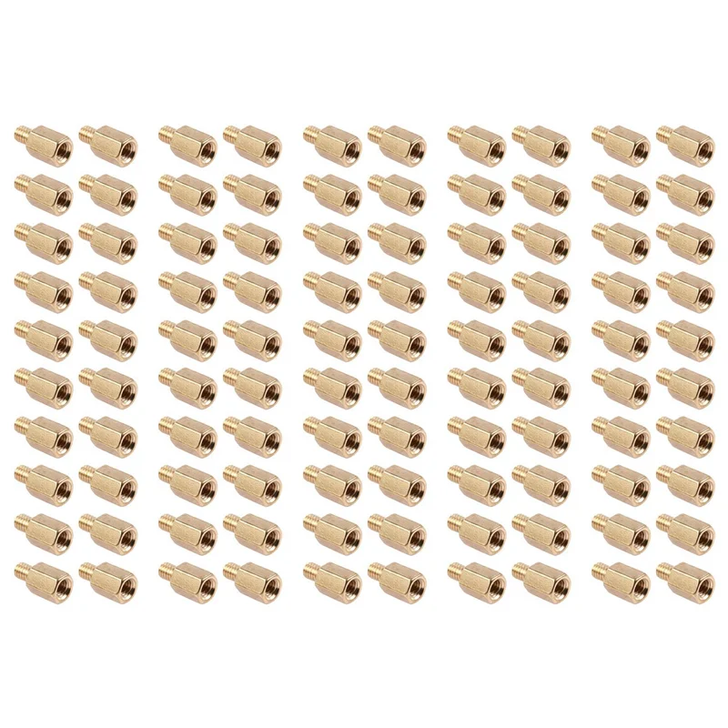 AB41-100 Pcs PC PCB Motherboard Brass Standoff Hexagonal Spacer M3 6+4Mm