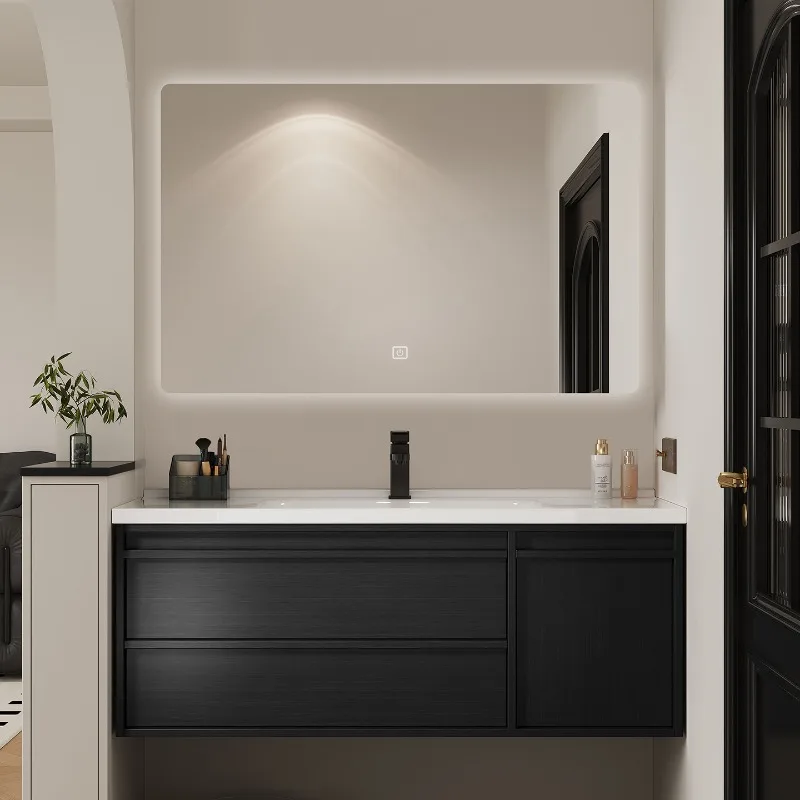 Wooden Drawers Bathroom Cabinet Modern Mirror Luxury Paper Display Toilet Organizer Cupboard Storage Gabinete Hotel Furniture