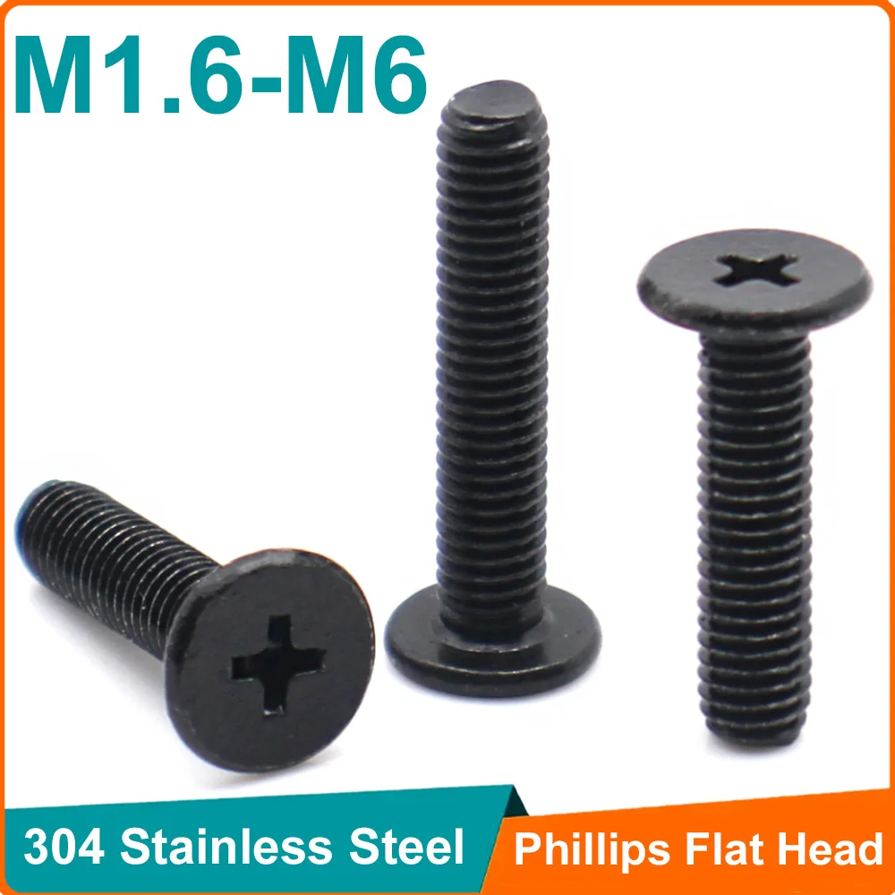 10-40pcs M1.6 M2 M3 M4 M5 M6 304 Stainless Steel Phillips Ultra Low Profile Flat Head Machine Screw CM Thin Head Computer Screws