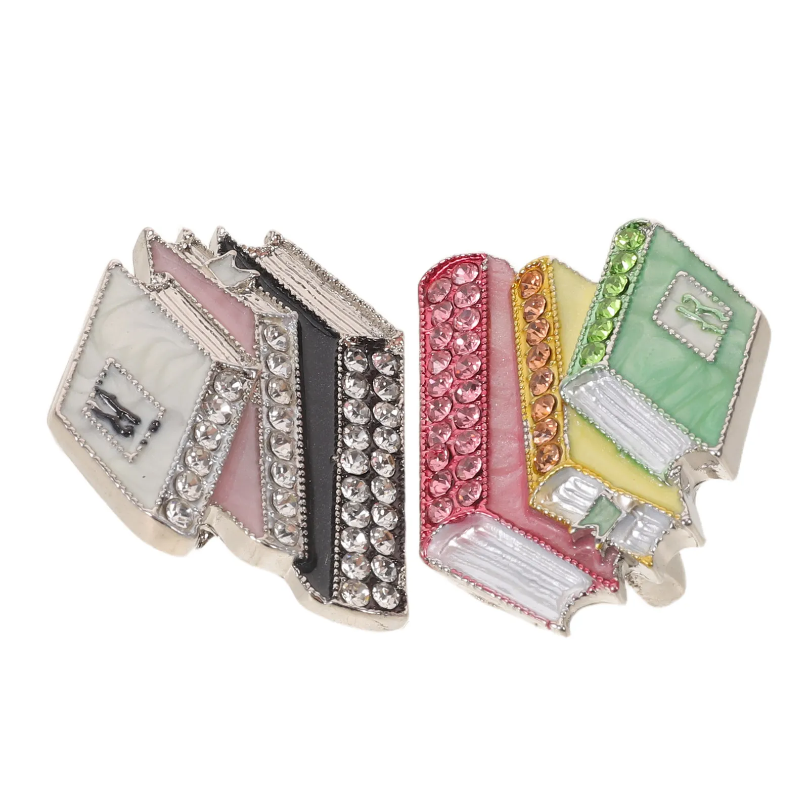2pcs Book Enamel Brooch Enamel Books Brooches For Women Rhinestone 3 book Stationary Beautiful Party