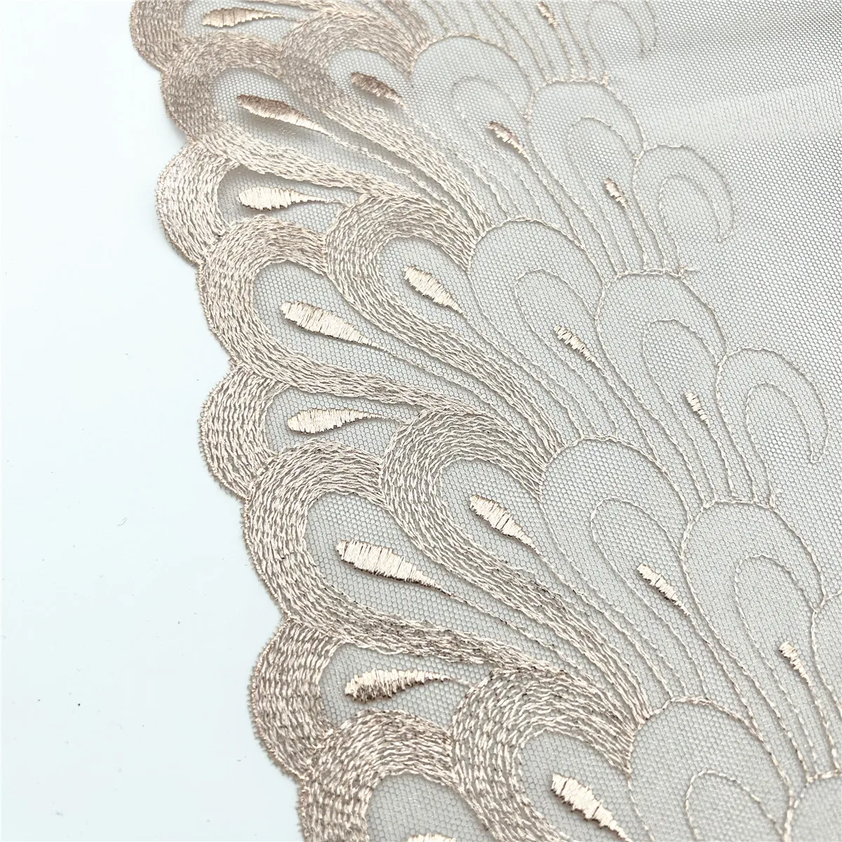 3y/lot 24cm Apricot Shimmer Embroidery Lace Trim For Clothing Accessories Dress Sewing Applique Costume Lace Fabric Wedding