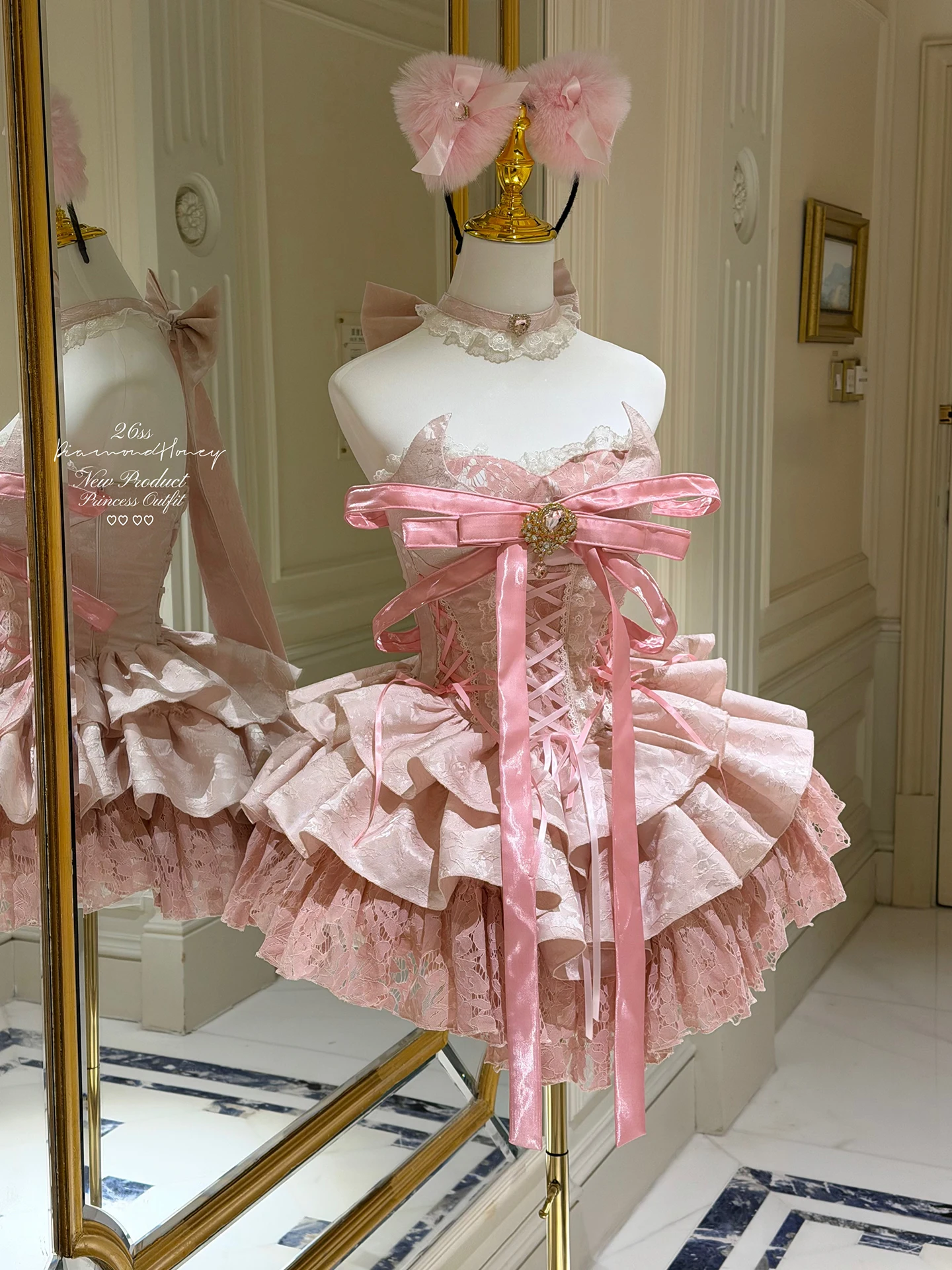 Full Price Pink Dog Short Ballet Sweet Sexy Birthday Dress Dress for Ladies Summer Party Performance KTV Date Company Annual 