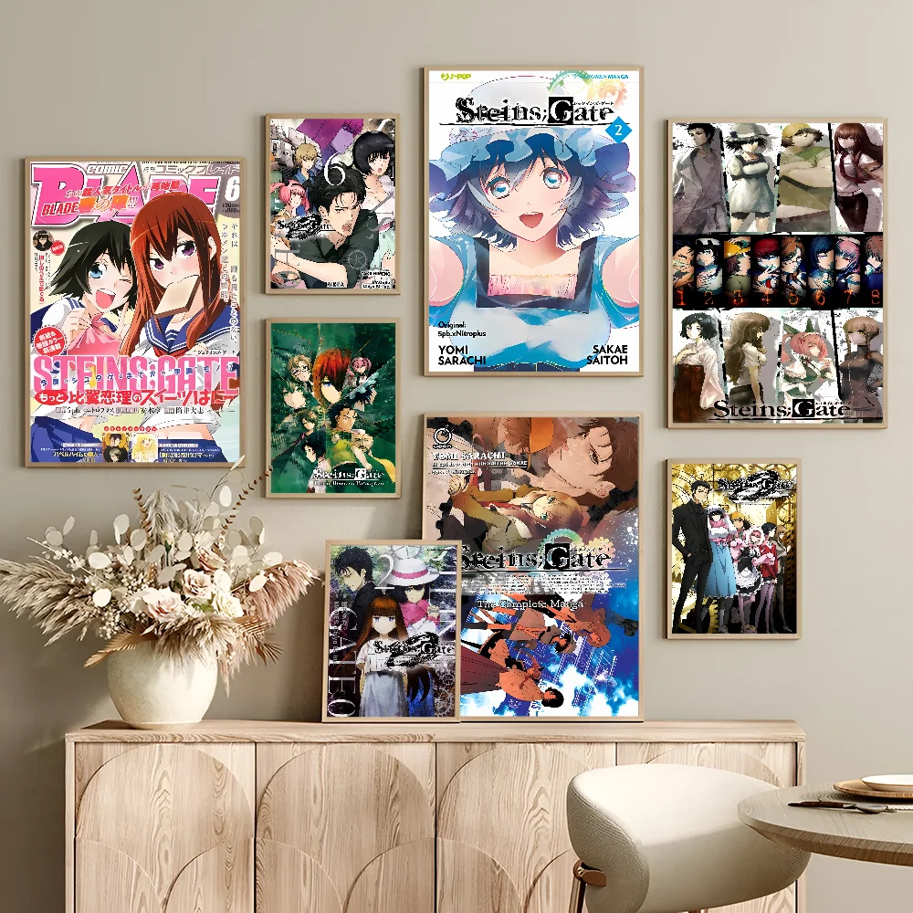 Steins Gate Vintage Posters Sticky Vintage Room Home Bar Cafe Decor Kawaii Room Decor