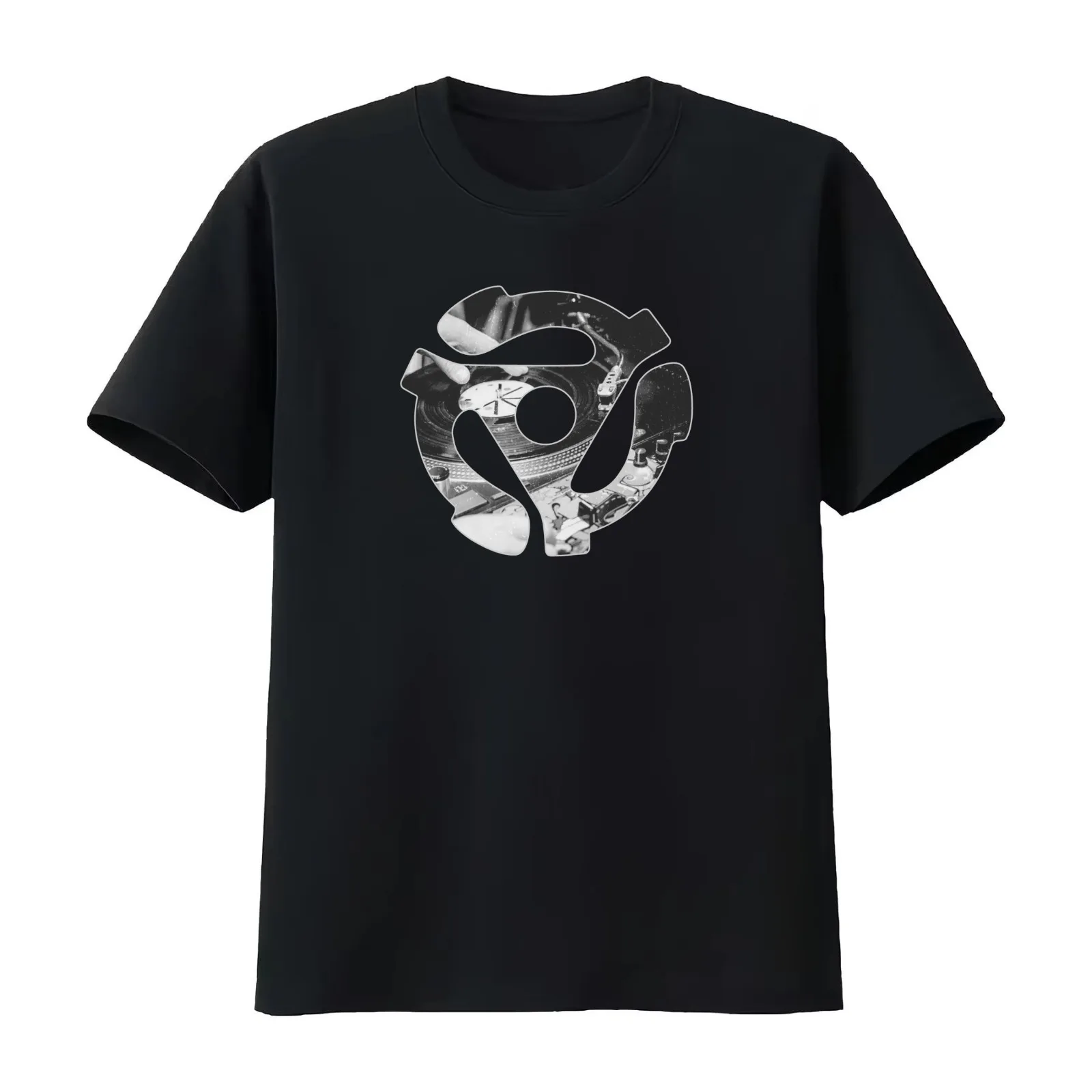 45 RPM Adapter Scratch DJ Design T-Shirt Summer Casual Cotton Tee Oversized Streetwear Tops Vintage Graphic Print