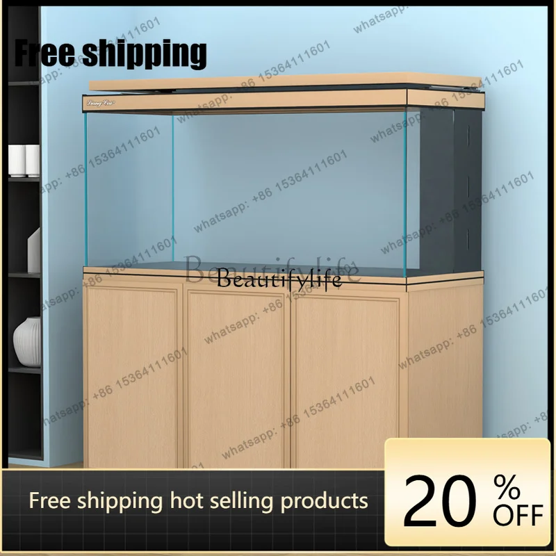 JJ Bright color minimalist Chinese arowana tank dry and wet separation bottom filter ultrawhite glass ecological aquarium