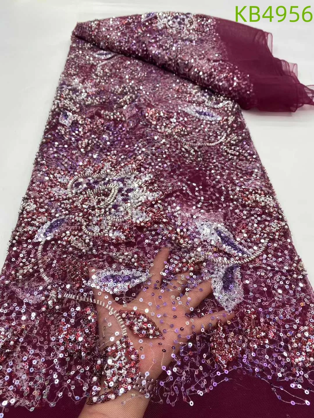 

Африканские блестки, французские сетчатые ткани, нигерийские кружевные ткани, 2025 г., кружевные ткани с бисером, последовательность тюлевых кружевных тканей для шитья KB4973