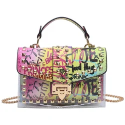 Borse a tracolla Graffiti con borchie da donna di marca borsa a tracolla moda per borse da donna di design di lusso femminile 2023 di alta qualità