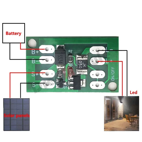 Imagen 2 del producto Panel Solar automático, placa de cargador de batería, luz nocturna, interruptor de Control LED, farola de jardín, módulo controlador 3-24V 4-10A