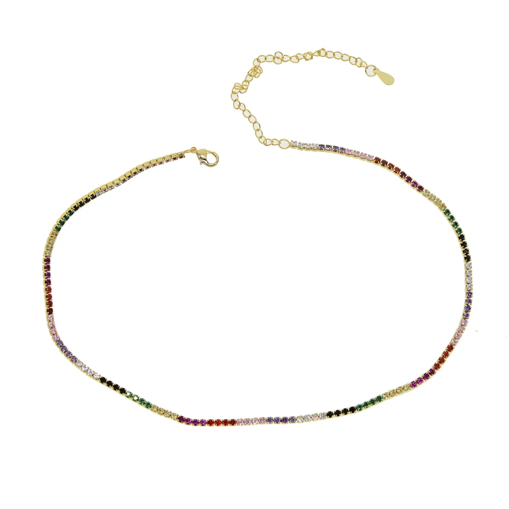 Clear Cz Tennis Chain Choker Ketting Dunne Ketting Goud Kleur Hoge Kwaliteit Vrouwen Lady Fashion Trendy Chockers