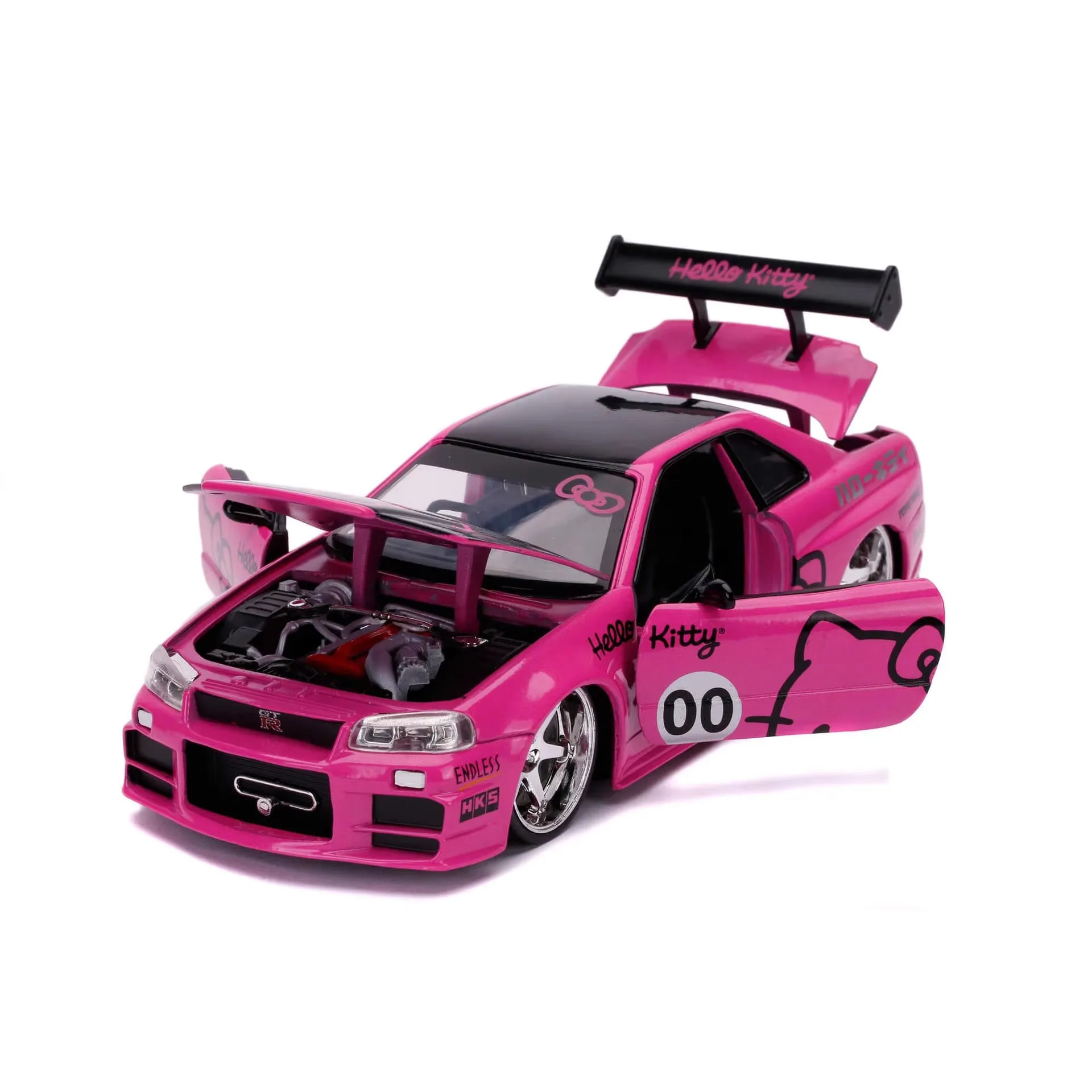 1: 24 Ratio Fast And Passionate Gtr-r35 Hello Kitty Line Mosquito Car Alloy Metal Die Casting Model Toy Car Children\'s Gift Toy