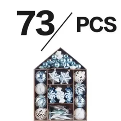 

73 PCS Christmas Ball Ornament Set House Box Handmade Painted Hanging Christmas Family Gifts Decorations
