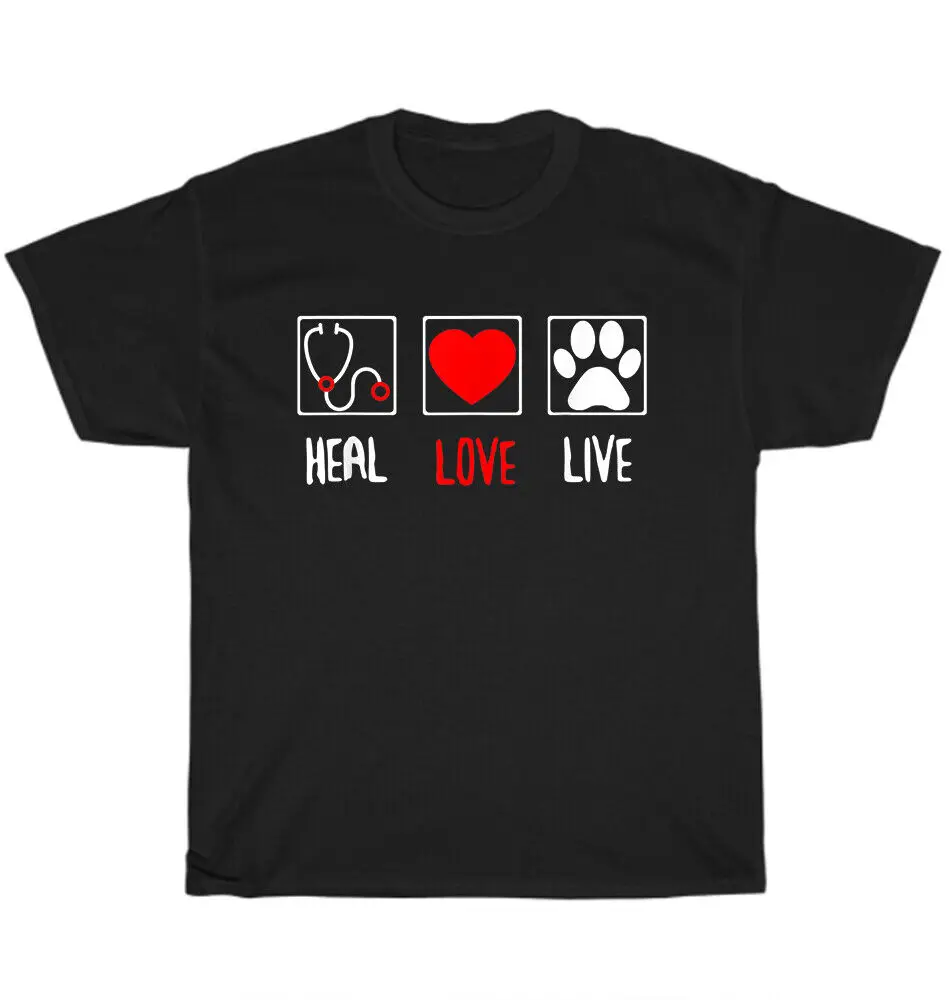 Heal Love Live Veterinarian Vet Tech Student Dog Pet Puppy Animal Lover T-Shirt