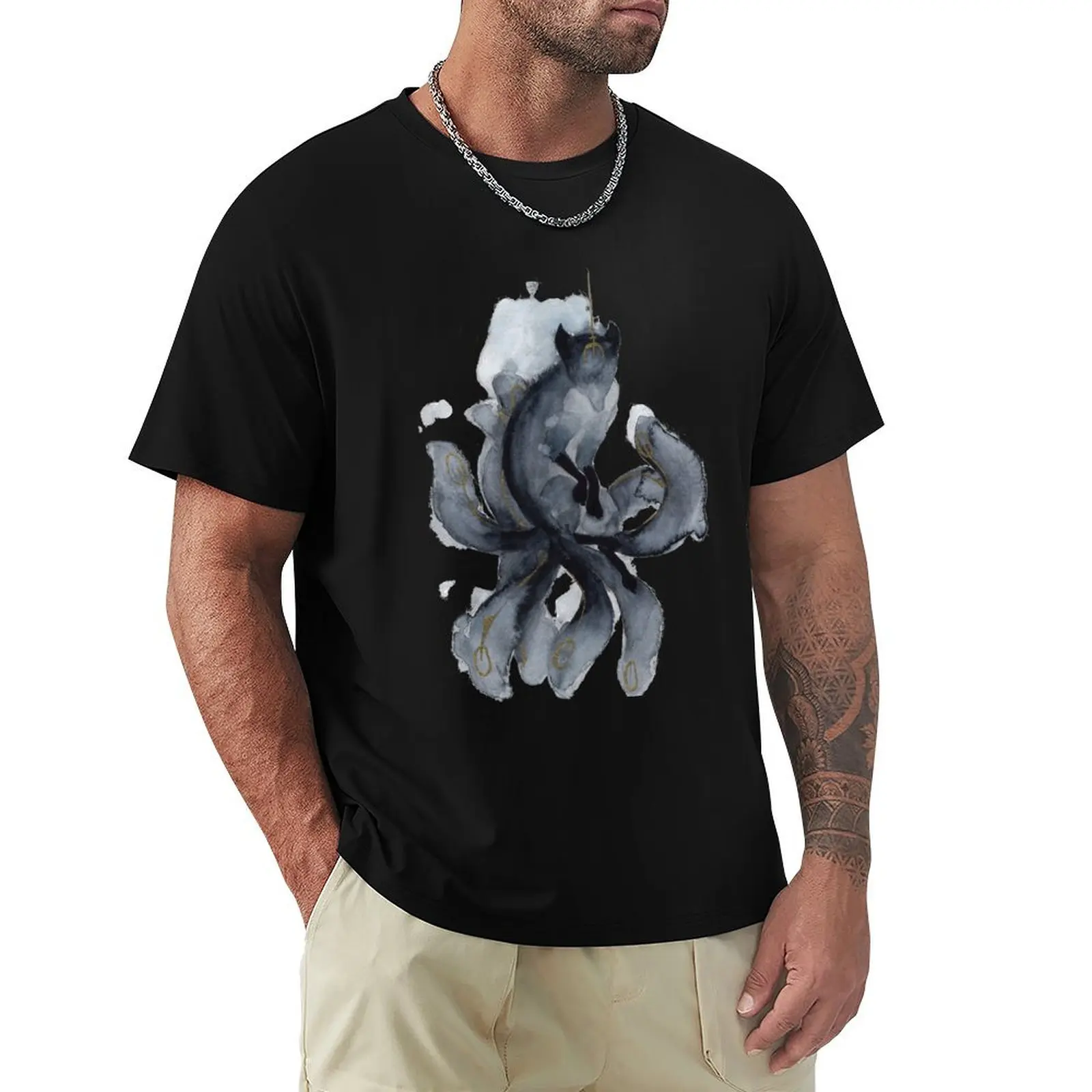 

Watercolor Nine Tailed Fox T-Shirt anime custom t shirt graphic shirts men clothings