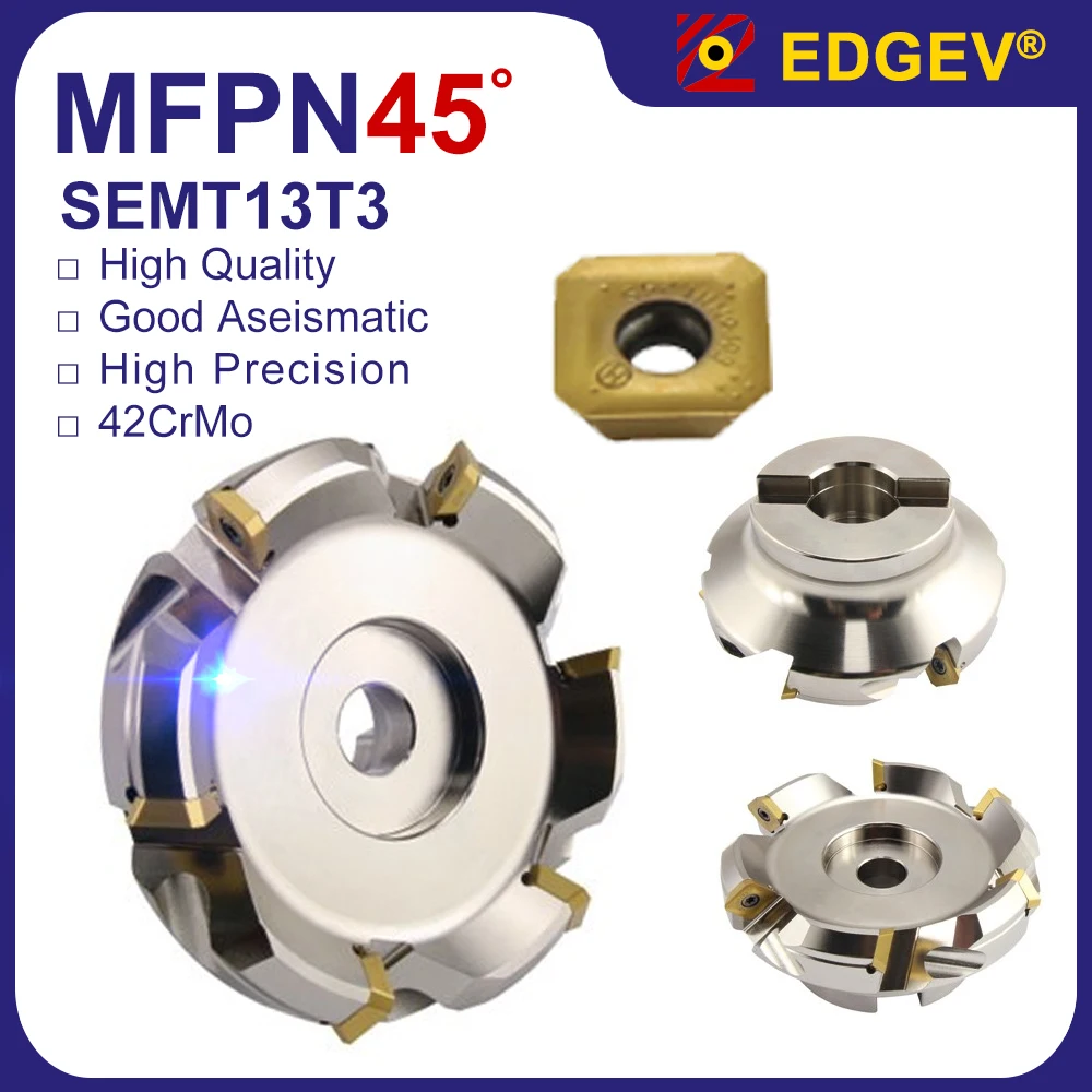 ดอกกัดปาดหน้าแบบป้อนสูง 45 องศา MFPN MFPN45 พร้อมเม็ดมีดคาร์ไบด์ SEMT SEMT13T3  SEMT13T3AGSN สำหรับเครื่องกัดซีเอ็นซี
