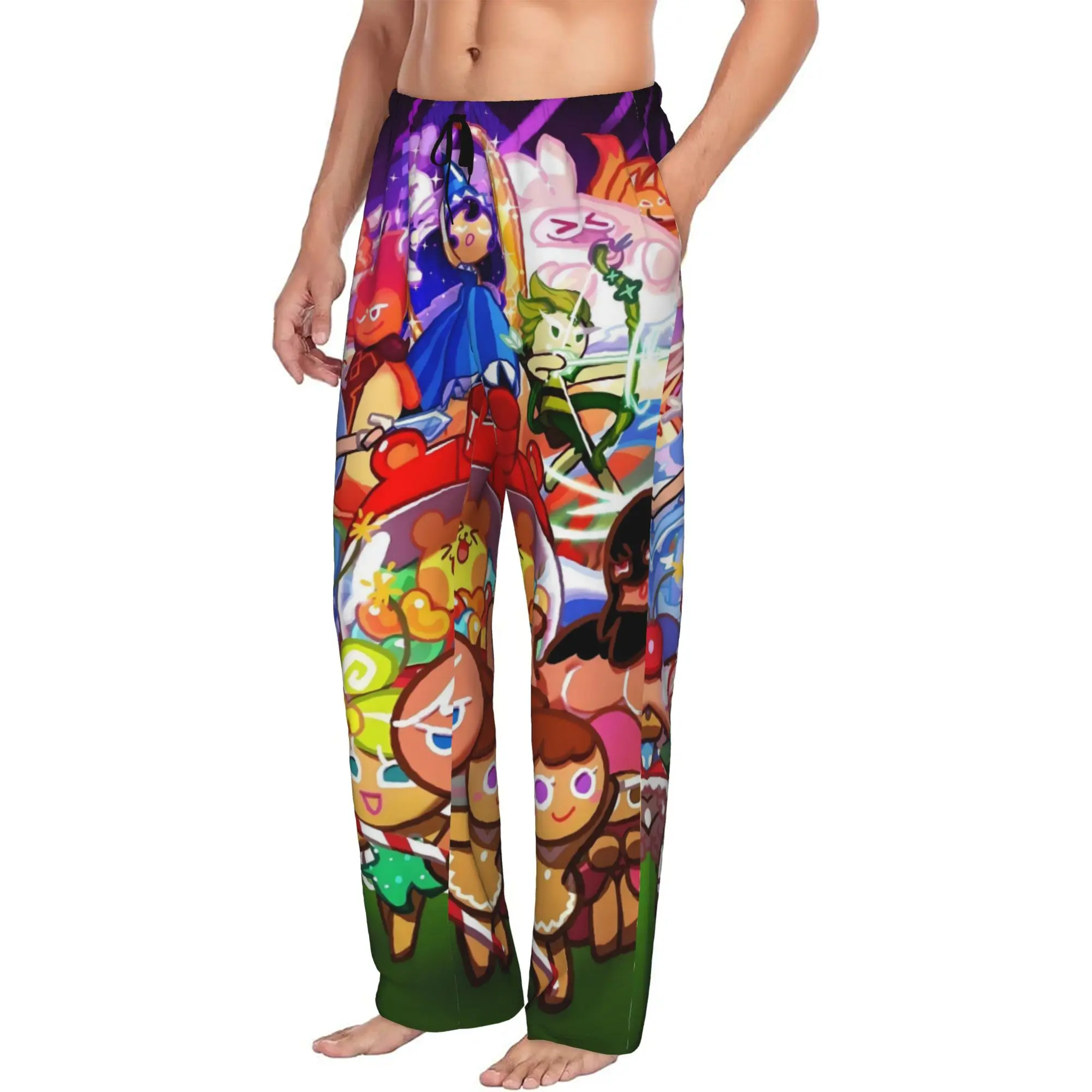 Custom C-Cookie Run Kingdom Pajama Pants Men Cute Anime Sleepwear Lounge Sleep Bottoms Stretch with Pockets