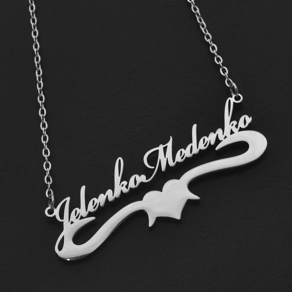 

Custom Name Necklace Personalized Fashion Stainless Steel Pendant Heart Crown Necklace Women Jewelry Gift