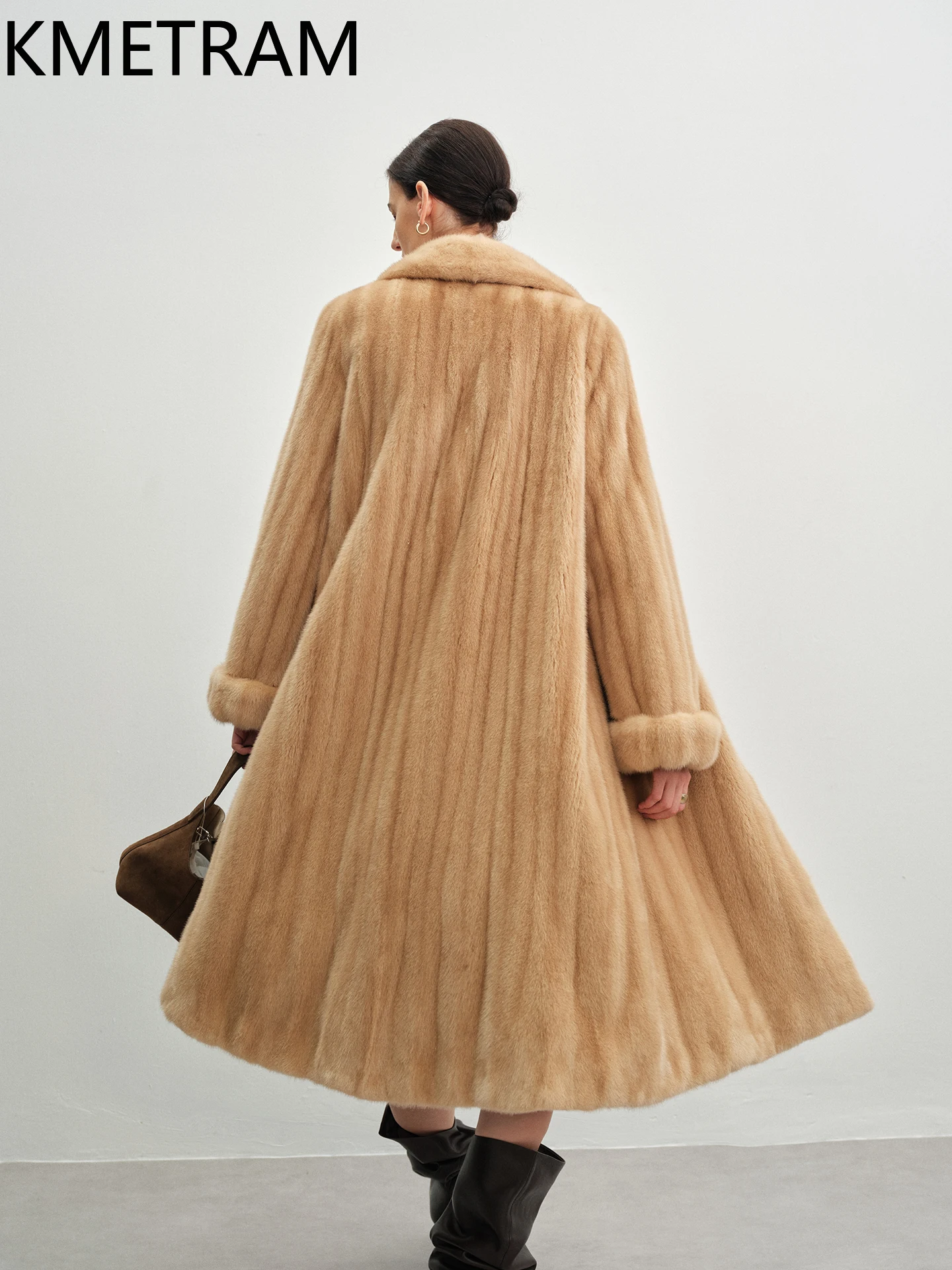 KMETRAM 100% Mink Fur Jacket Woman High Quality Long Real Fur Coat 2025 New Arrivals Winter Coats Women Clothing шуба женская
