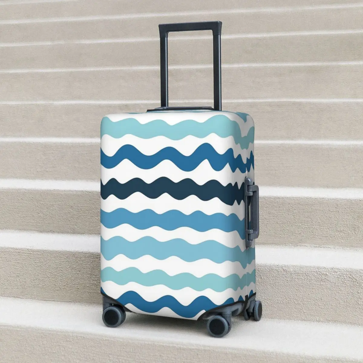 مجردة الأزرق موجة نمط الهدوء المحيط مستوحاة تصميم غطاء حقيبة حماية مرونة رحلة الأمتعة حامي يغطي 18-32 بوصة