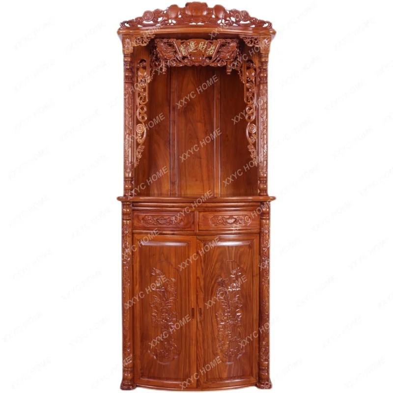 

Clothes Closet Buddha Niche Rosewood Niche Cabinet God Cabinet Household Deep Carved Lotus Worship Table Buddha Shrine