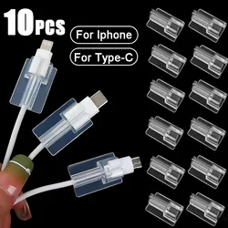 10-1Pcs Silicone Sleeve Cover Transparent Cable Protector for Iphone Samsung Charging Cord Protective Clip for IOS Cable Winder