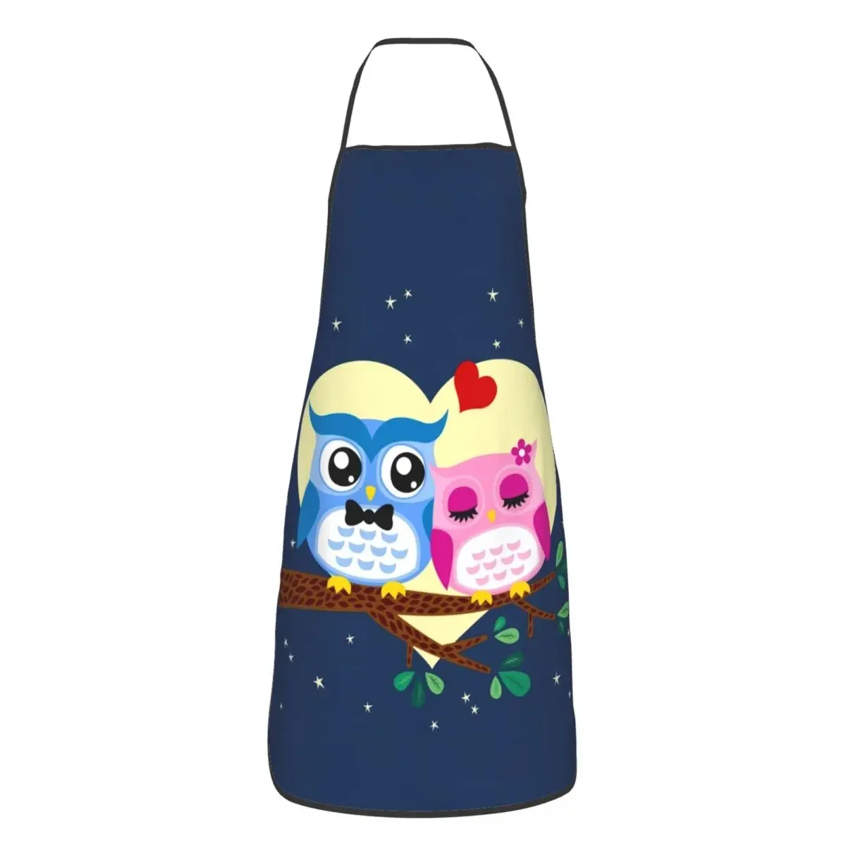 Cartoon Owl Romantic Couple Apron Women Men Unisex Bib Animal Kitchen Cooking Tablier Cuisine Chef Gardening