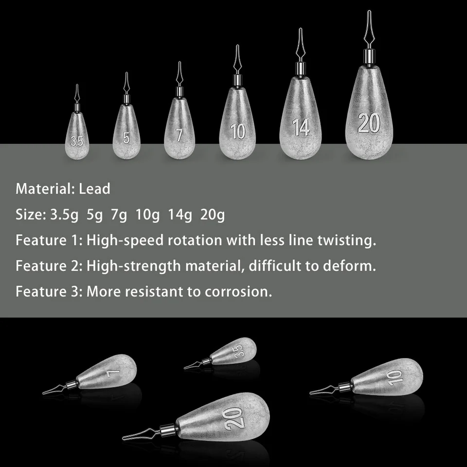 Angel zubehör Blei Jig Kopf 3,5g 5g 7g 10g 14g 20g Anhänger Lot Anhänger Blei Platinen Angeln Sinker für Drop Shot Köder – Detail 3
