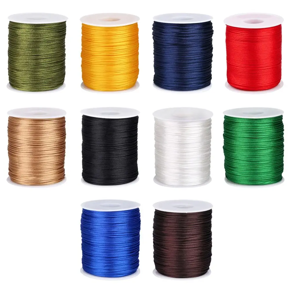 New 1.5mm Satin Cord 100M Solid Color Braided Cord Crafts Rope