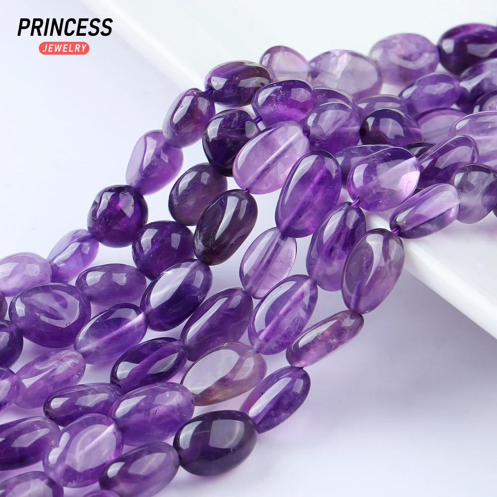 A+ Natural Amethyst 7-8*10-12mm Pebbles Irregular Loose Beads for Jewelry Making Necklace Bracelet Stone Beads DIY Accessories