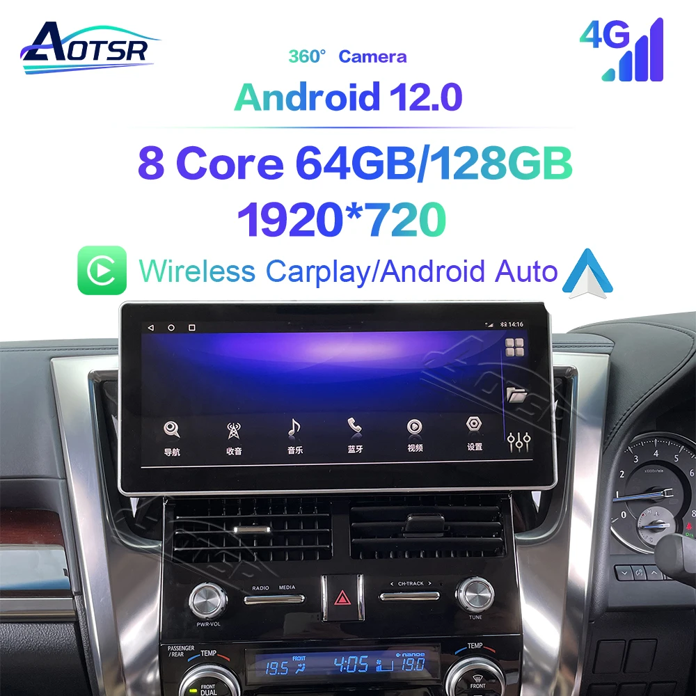 

Автомагнитола для Toyota Alphard 30, мультимедийный плеер 2015-2019 с GPS-навигацией, автомобильное стерео головное устройство Carplay, автомобильные аксессуары