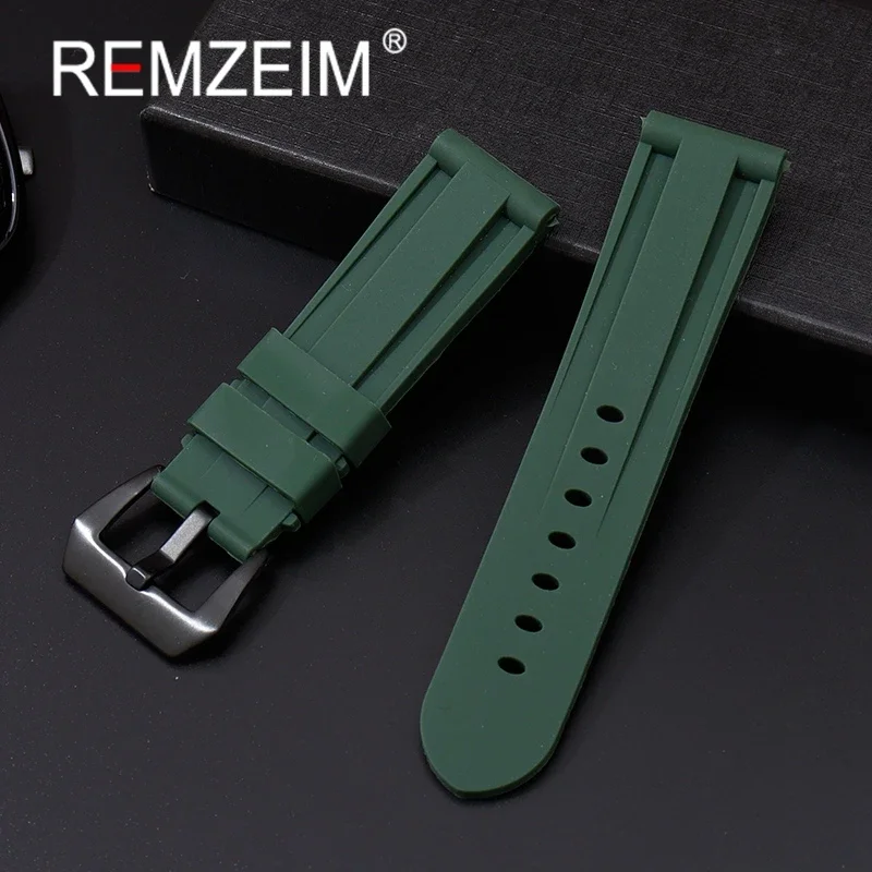 High Quality Silicone Watch Band Yellow Green Black Rubber Watch Strap 22mm 24mm 26mm Watch Strap Replacement Watchbands