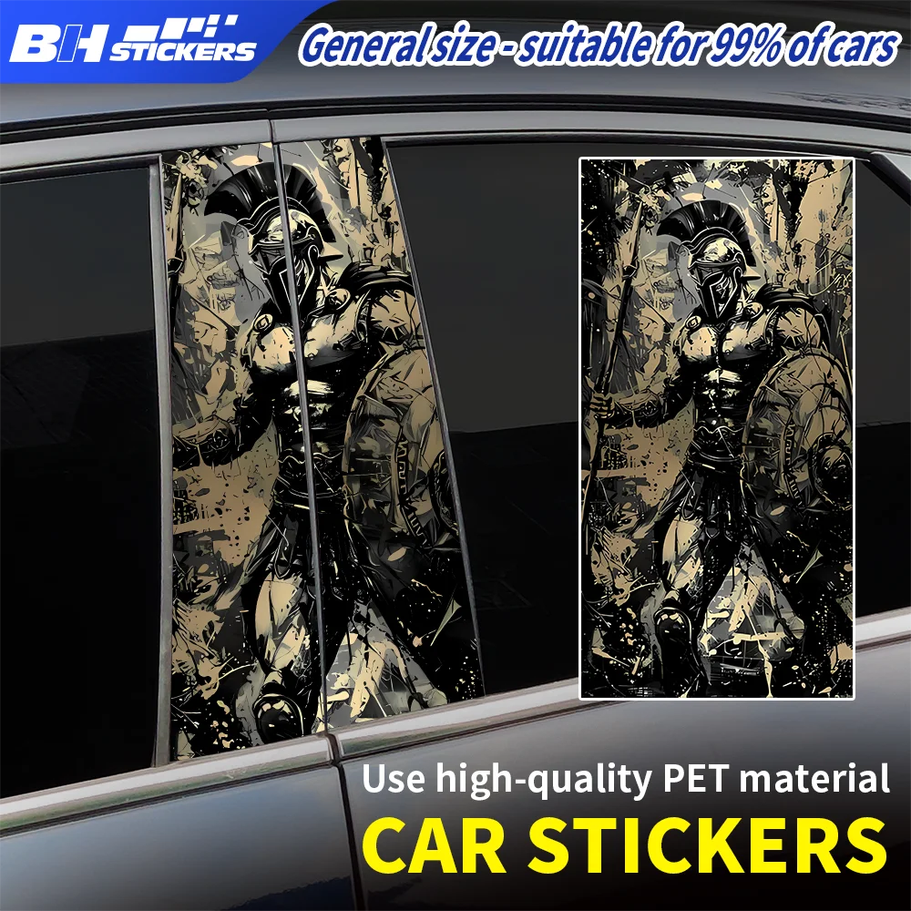 

Dark Style Spartan Warrior Car Window Pillar Stickers Cool Gladiator Vinyl Decals Ancient Greece Themed Auto Decor Accessories