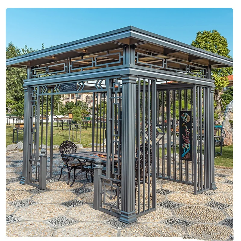 df-Luxury Modern Outdoor Pergola Aluminium Waterproof Louver Roof Metal Garden Pergola！