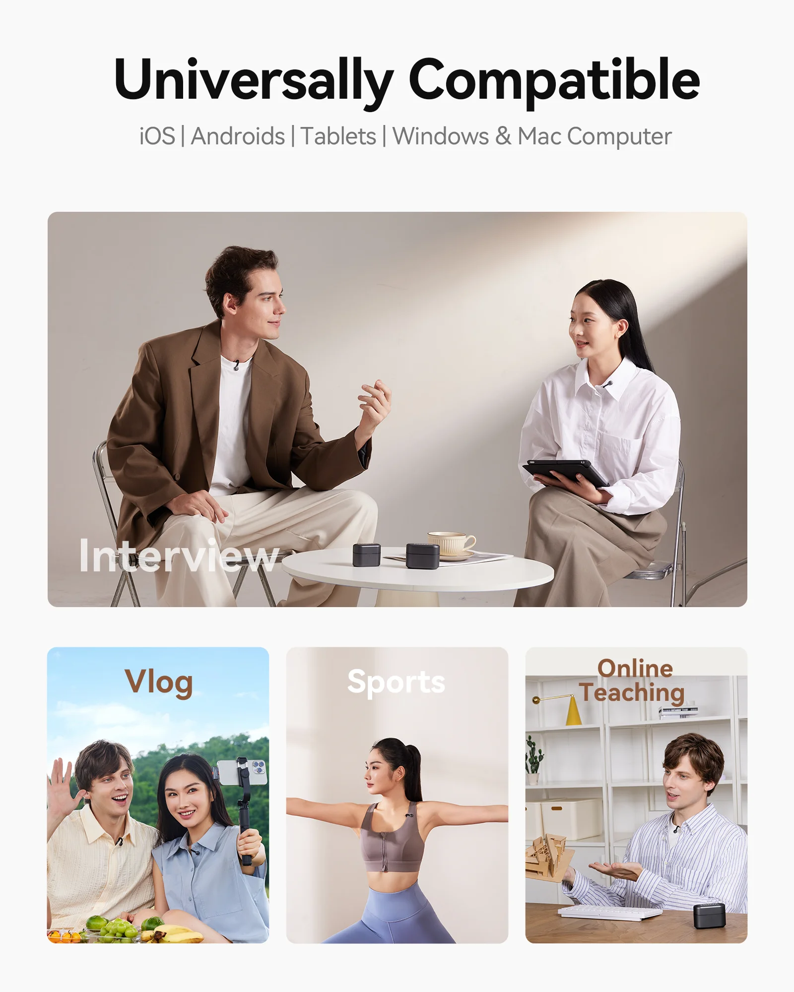 ميكروفون لاسلكي Hollyland LARK M2S لكاميرا iPhone وميكروفون Android PC لإلغاء الضوضاء لمقابلة مدونة الفيديو للتصوير الفوتوغرافي