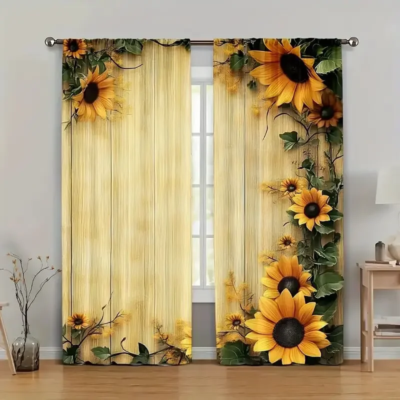 Retro bright sunflower - pole bag curtains, bedroom and kitchen decoration, home decoration, living room decoration