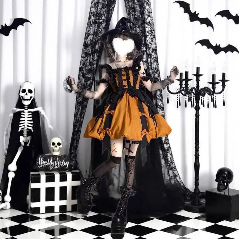 

Halloween Pumpkin Little Witch Lolita Dress Lolita Witch Adult JSK Dress Sweet Princess Dress