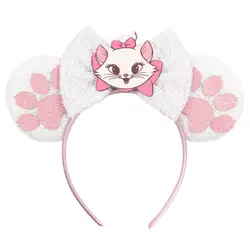 Kawaii Disney Marie Cat Headband Sequined Bow Headband Adult Children Birthday Party Hair Accessories Cosplay Hair Accessories