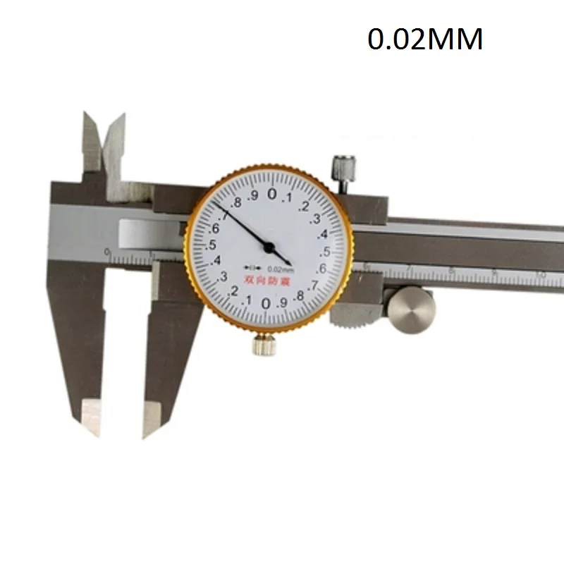 0-300MM 0.02MM stainless steel dial vernier calipers with watch shock proof laser scale line slide gauge indicator dial slide ca