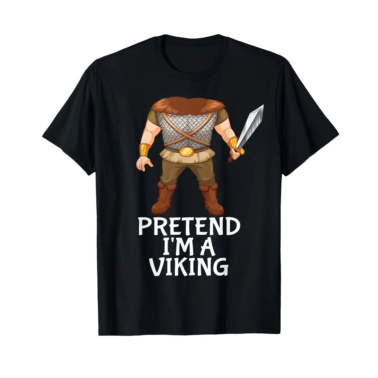 Pretend I'm A Viking Funny Lazy Halloween Costume T Shirt vintage Washed Stylish Breathable Casual fashion graphic Slightly
