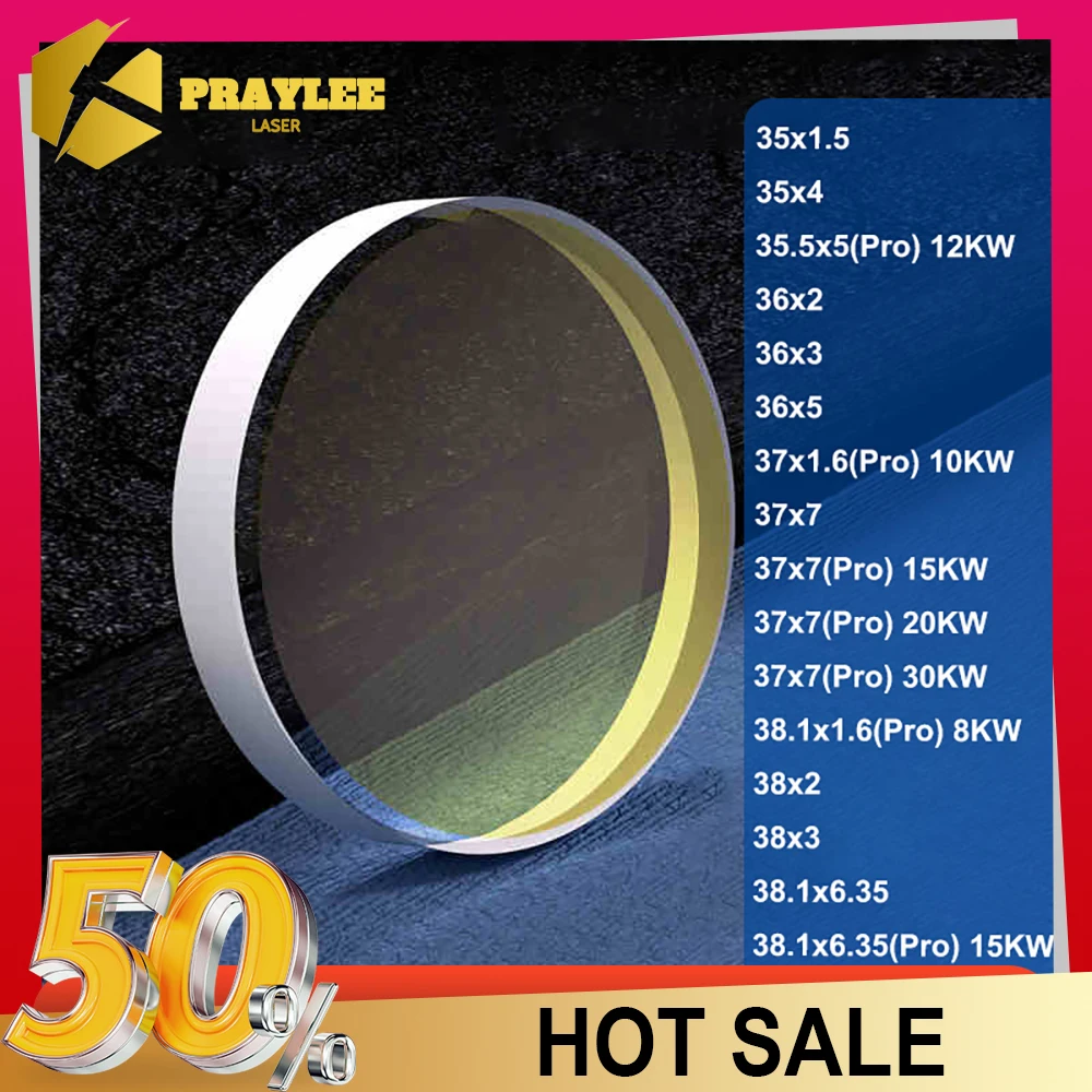 

Praylee Fiber Laser Cutting Protective Glass Lens 37x1.6 37x7 38.1x6.35 for Precite Raytools Bodor Bystronic Laser Cutting