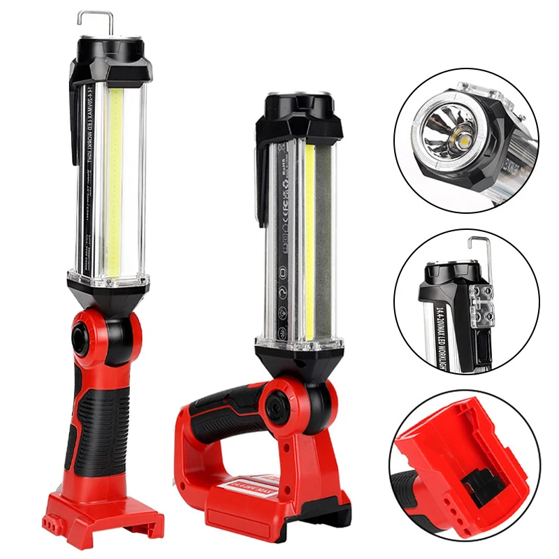 35W 2000LM LED Work Light Flashlight for Milwaukee 18V Li-ion Battery Portable Spotlight Tool Lamp Handheld Lanterns for Camping