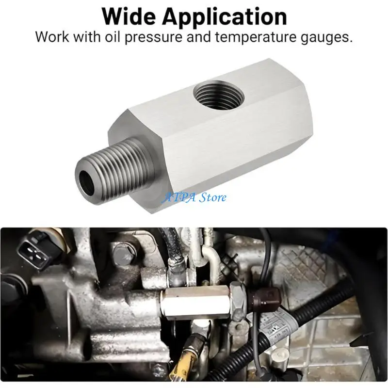 U13C Oil Pressure Adapter Stainless Steel with 1/8 NPT Port M10X1.0 for Enhances Gauges