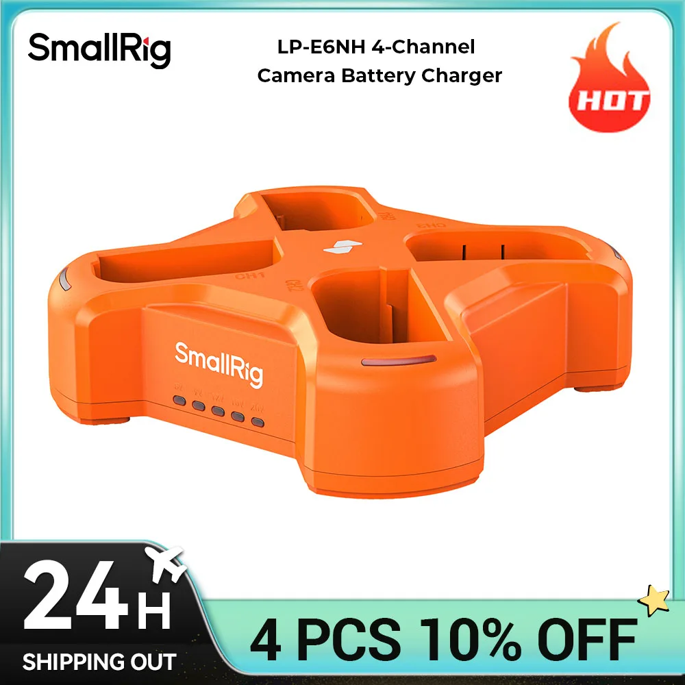 SmallRig LP-E6NH Caricabatteria per fotocamera a 4 canali con display LED a ricarica rapida da 60 W Compatto a 4 canali per batteria Canon LP-E6NH