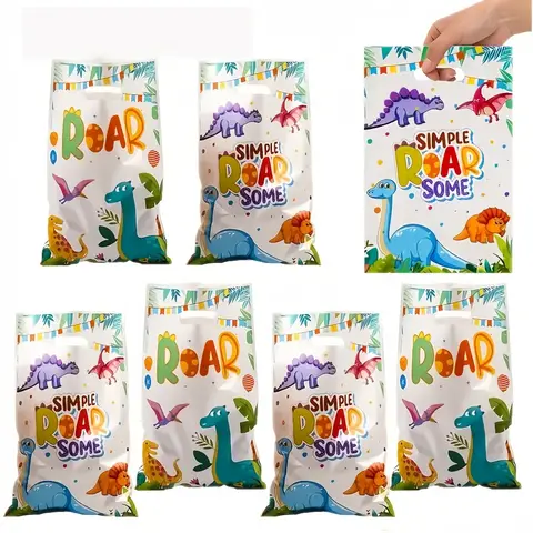 15/30/50/100pcs dinosaur theme gift bag, suitable for birthday party, scene layout, cute cartoon gift bag