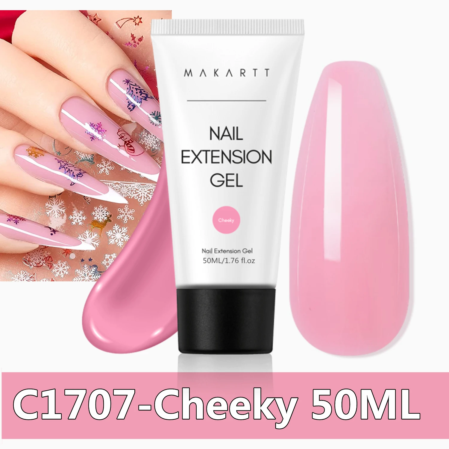 Makartt Poly Nails Acrygel, 50g Transparant/Roze/Nude Nagelverlengingsgel Glitter Builder Nagelgel voor trendy DIY nagelkunst