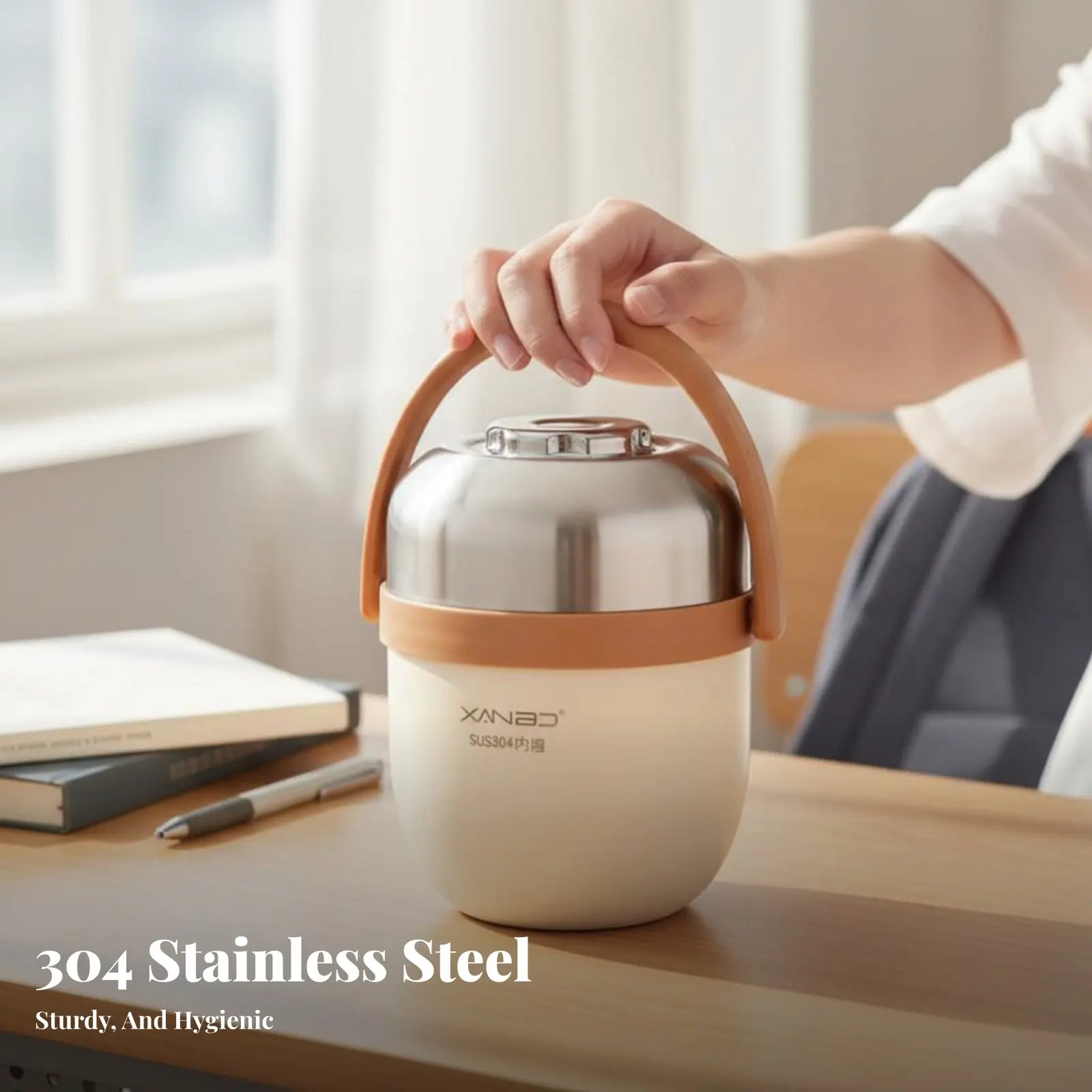 

Ланч-бокс из нержавеющей стали 304 с двойными стенками и вакуумной изоляцией, большой емкости, портативный контейнер для еды, супница для студентов