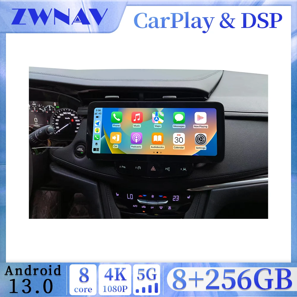 12.3 Inch For Cadillac XT5 XT6 2016-2021Car Android 13 Multimedia Player GPS Navigation Radio Stereo Unit Climate Touch Panel