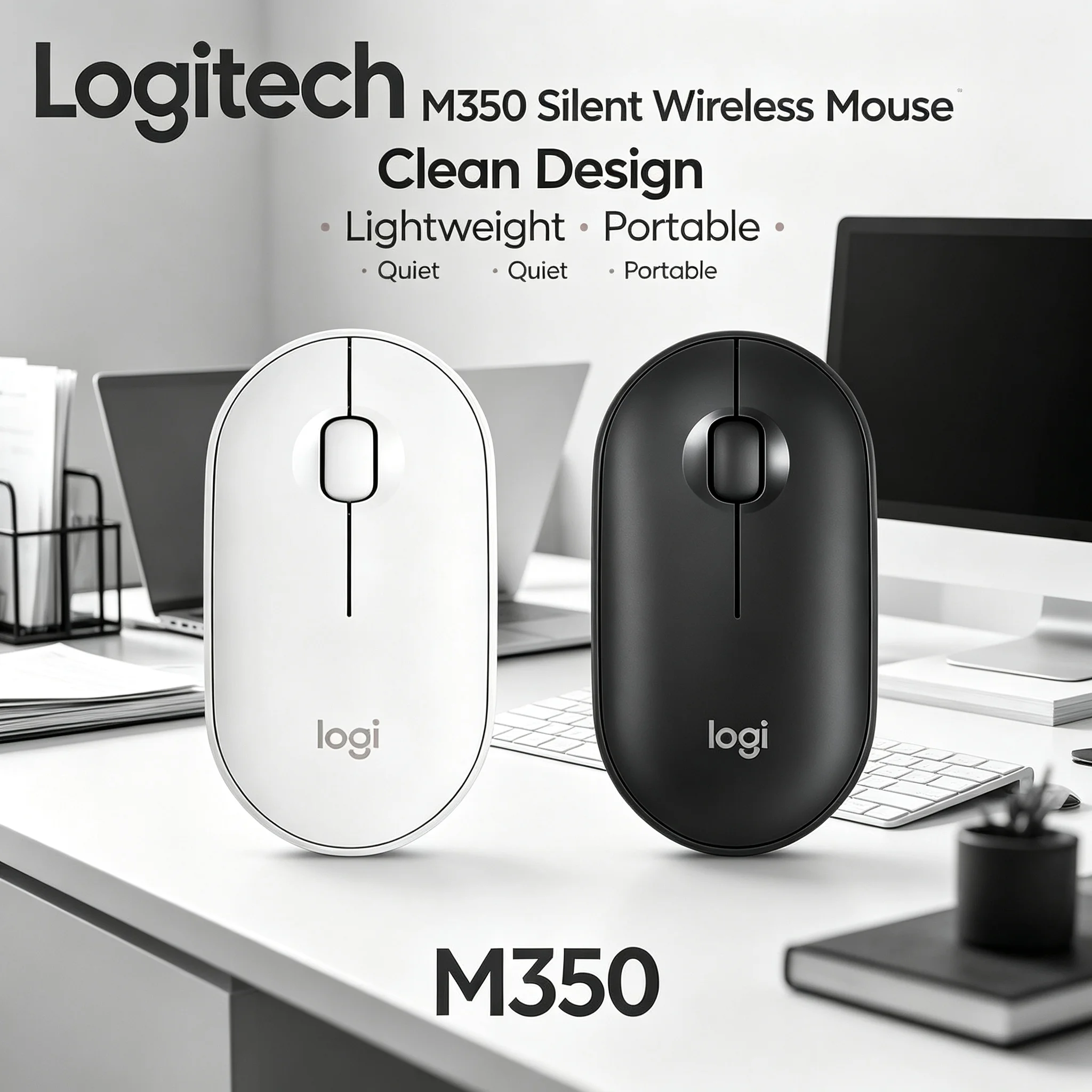 Logitech M350 Wireless Silent Mouse Ultra Light Slim Mice For Travel And Home Office