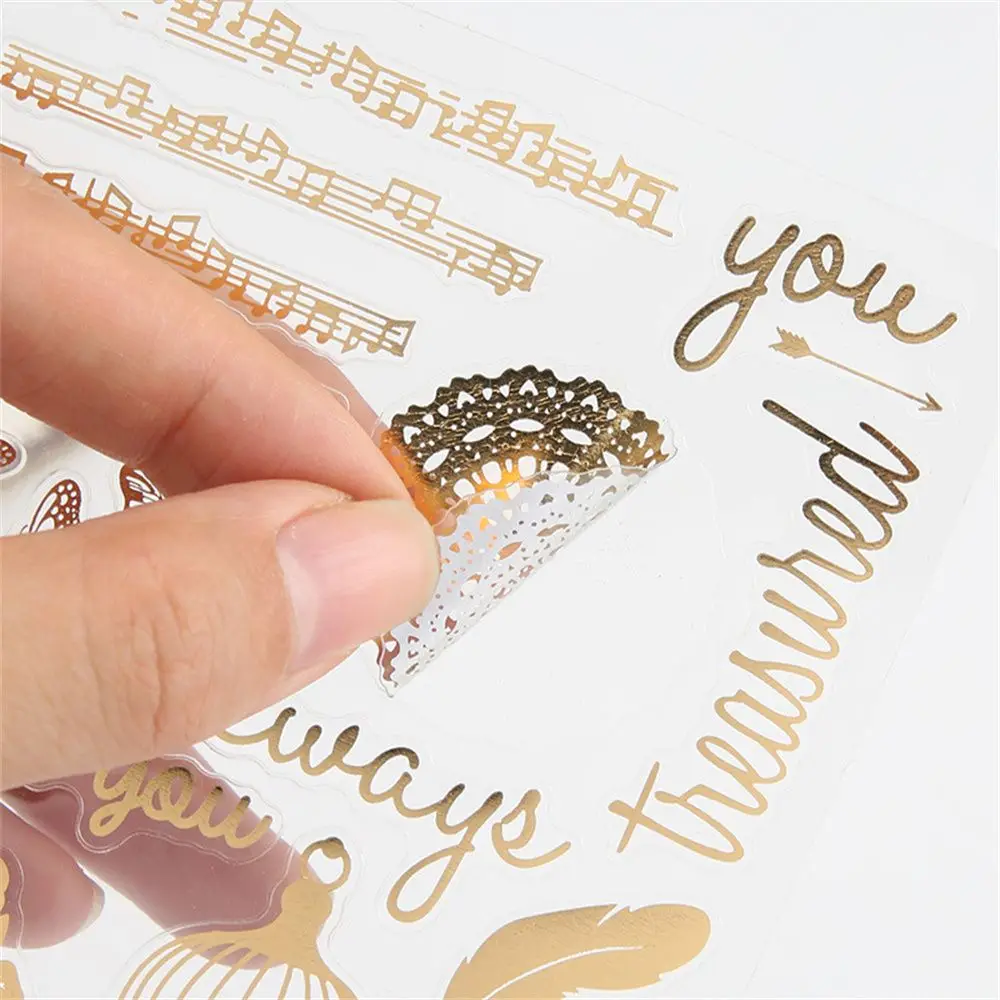 Letter Daily Decorative Hand Account Cat Stationery Sticker Bronzing Gold Sticker Golding Twinkle Stickers Album Stickers