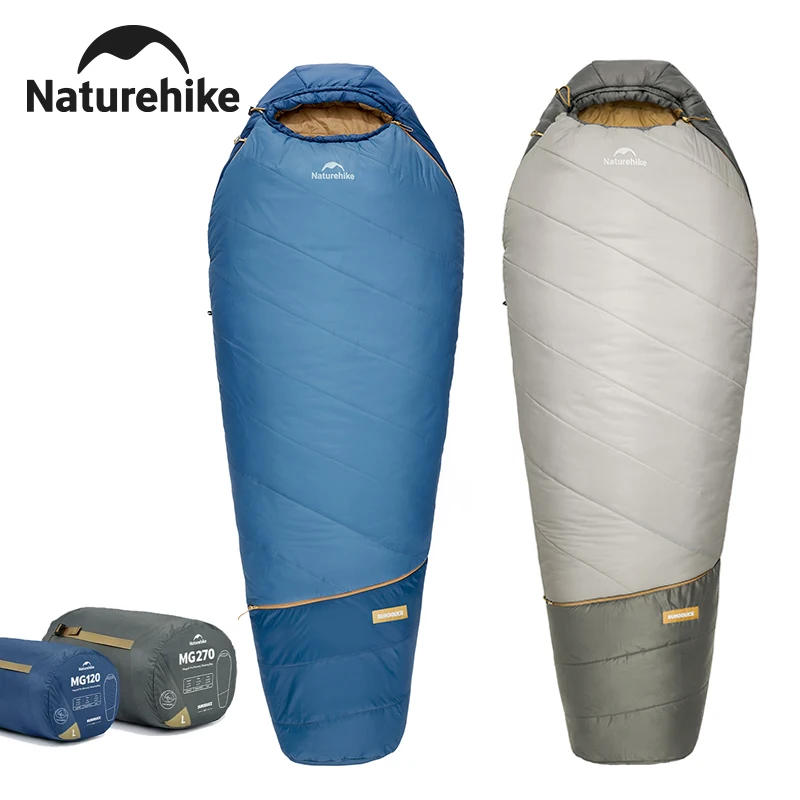Naturehike Mumienschlafsack MG120 MG270 für Erwachsene, 4 Jahreszeiten, Verdickter Warmer Schlafsack, Tragbar, Waschbar, für Winter, Outdoor, Camping, Reisen